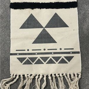 Geometric Patterned Wall Hanging with Fringe